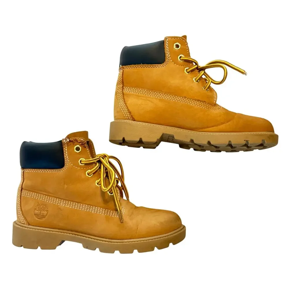 Timberland Classic 6 inch Boot Boys Sz 1 Waterproof Wheat Nubuck Preppy Outdoors